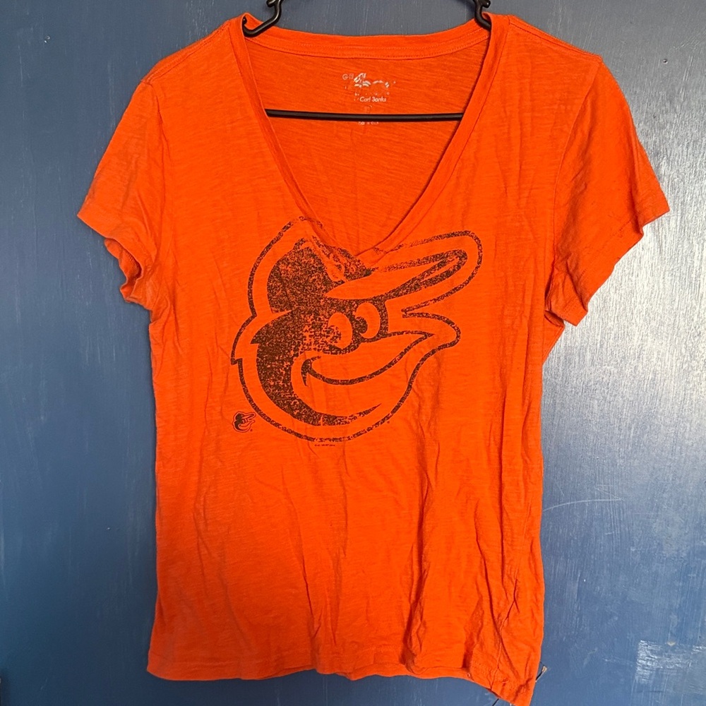 Orange  Orioles baseball Graphic V-Neck Women’s Top